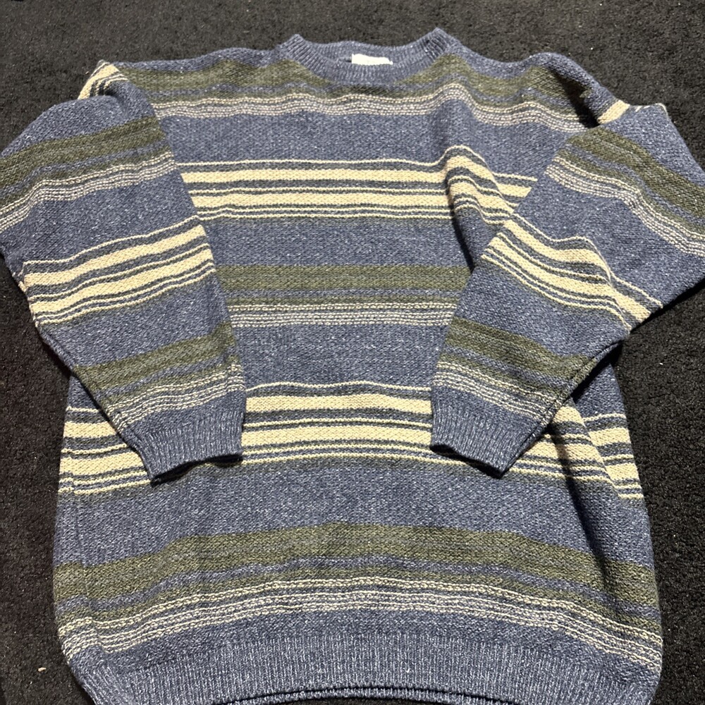 Vintage 90s Knightbridge Blue  Mens L Cotton Blend Crewneck Pullover Sweater